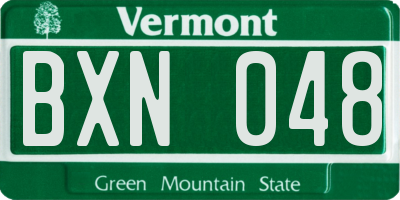 VT license plate BXN048