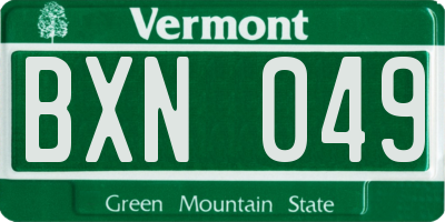 VT license plate BXN049