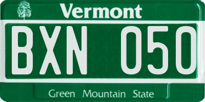 VT license plate BXN050