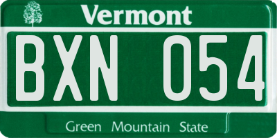 VT license plate BXN054