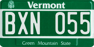 VT license plate BXN055