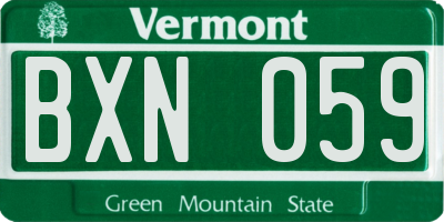 VT license plate BXN059
