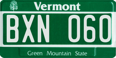 VT license plate BXN060