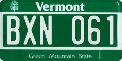 VT license plate BXN061