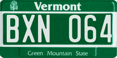 VT license plate BXN064