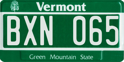 VT license plate BXN065