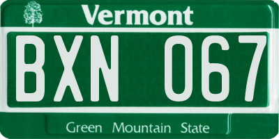 VT license plate BXN067