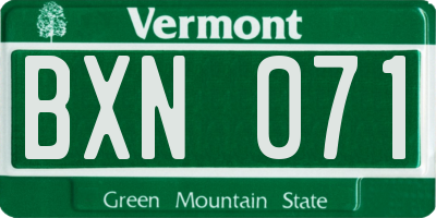 VT license plate BXN071