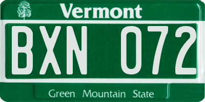VT license plate BXN072