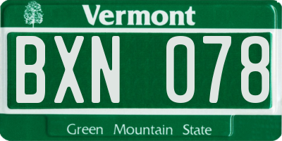 VT license plate BXN078