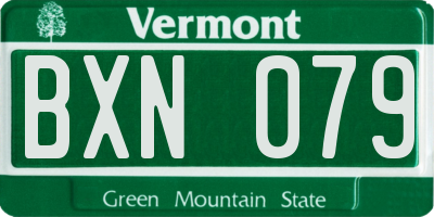 VT license plate BXN079