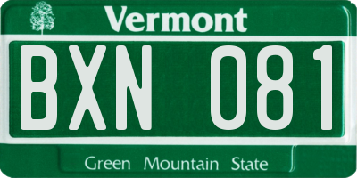 VT license plate BXN081