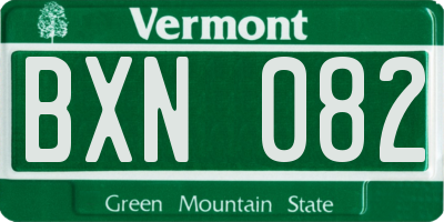VT license plate BXN082