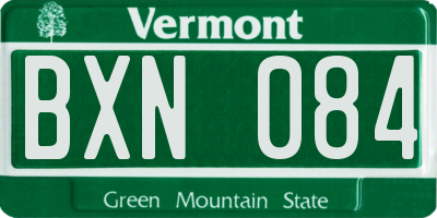 VT license plate BXN084