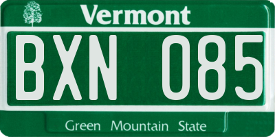 VT license plate BXN085