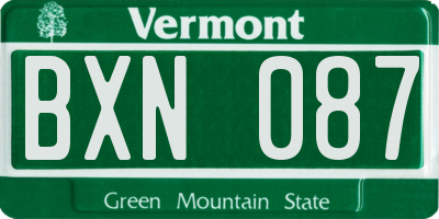 VT license plate BXN087