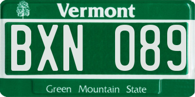 VT license plate BXN089