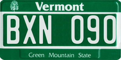 VT license plate BXN090