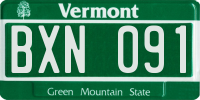 VT license plate BXN091