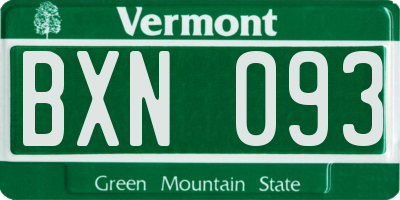 VT license plate BXN093