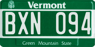 VT license plate BXN094