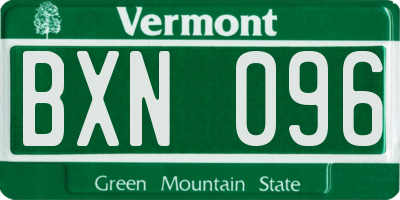 VT license plate BXN096