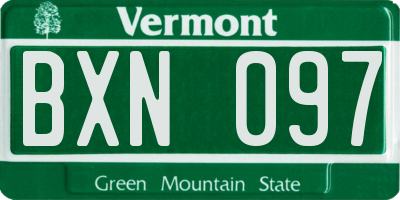 VT license plate BXN097