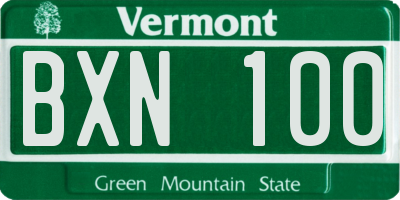 VT license plate BXN100