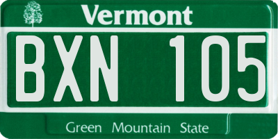 VT license plate BXN105