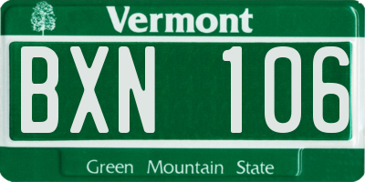 VT license plate BXN106