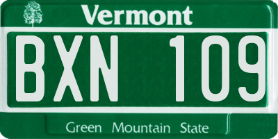 VT license plate BXN109