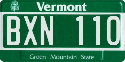 VT license plate BXN110
