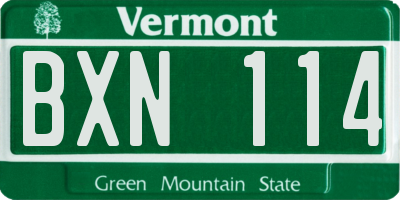 VT license plate BXN114
