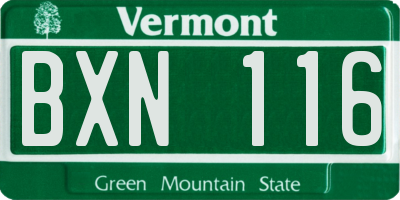 VT license plate BXN116
