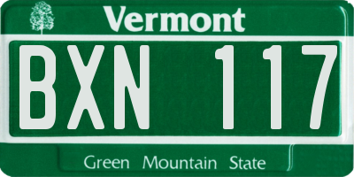 VT license plate BXN117