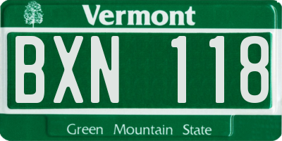 VT license plate BXN118