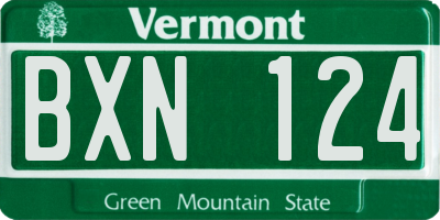 VT license plate BXN124