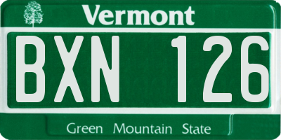 VT license plate BXN126