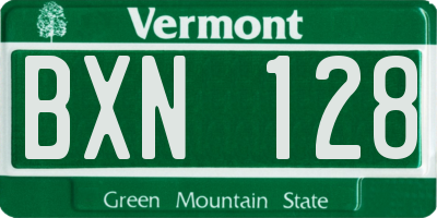 VT license plate BXN128
