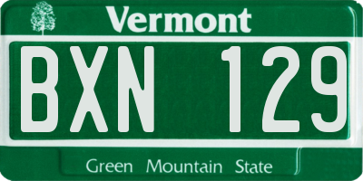 VT license plate BXN129