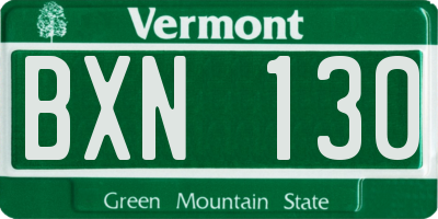VT license plate BXN130