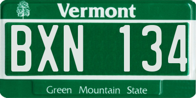 VT license plate BXN134