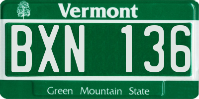 VT license plate BXN136