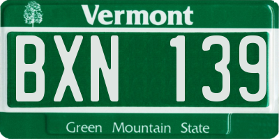 VT license plate BXN139