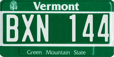 VT license plate BXN144
