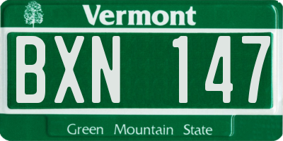 VT license plate BXN147