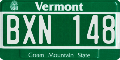 VT license plate BXN148