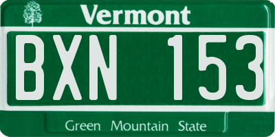 VT license plate BXN153