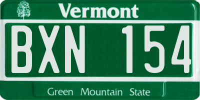 VT license plate BXN154