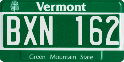 VT license plate BXN162